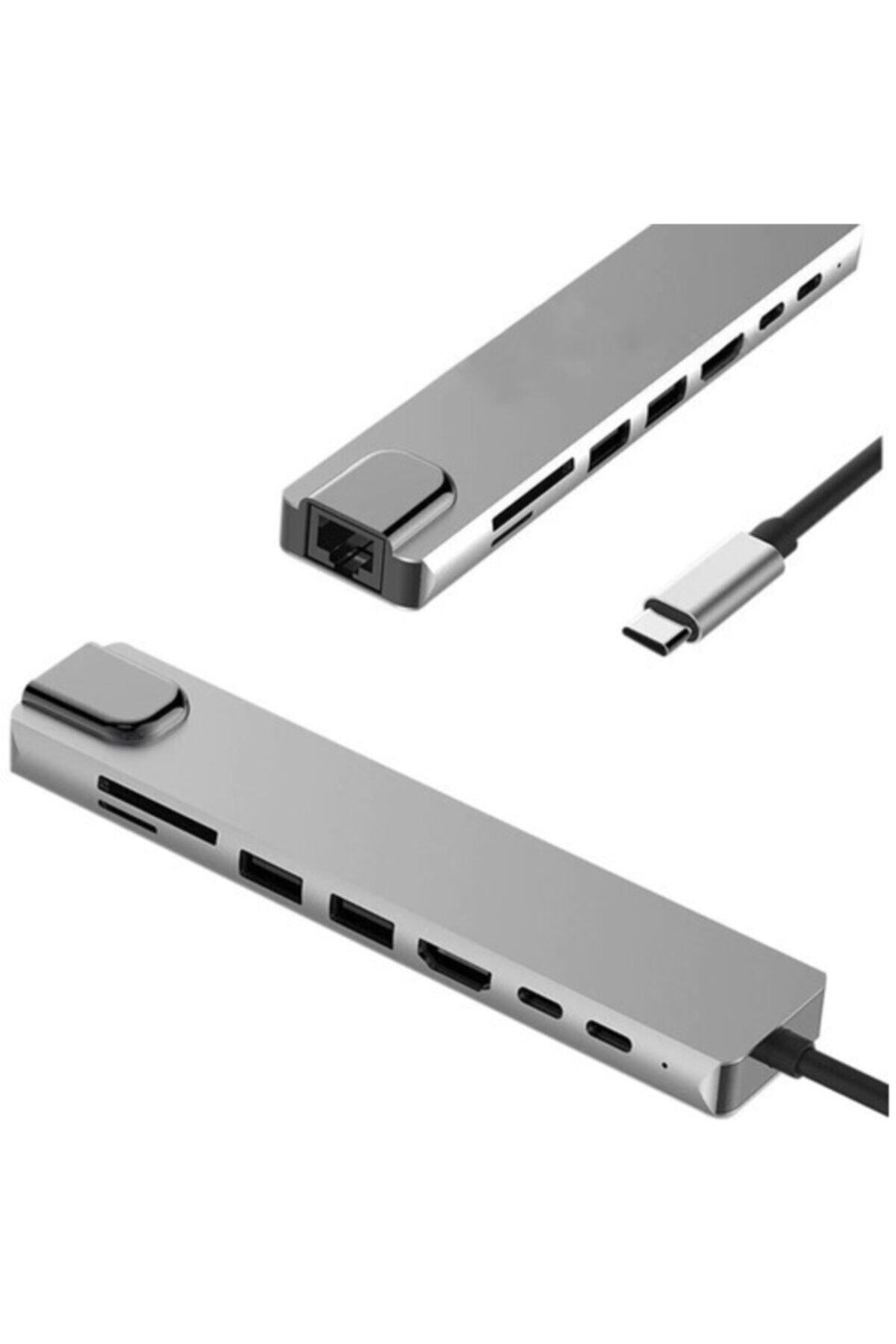 Macbook Pro Air Chromebook Uyumlu 8 In 1 Type-c Sd Tf Usb Çoğaltıcı Çevirici Hub