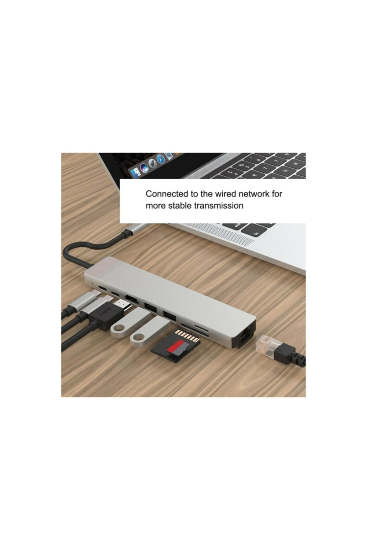 Macbook Pro Air Chromebook Uyumlu 8 In 1 Type-c Sd Tf Usb Çoğaltıcı Çevirici Hub