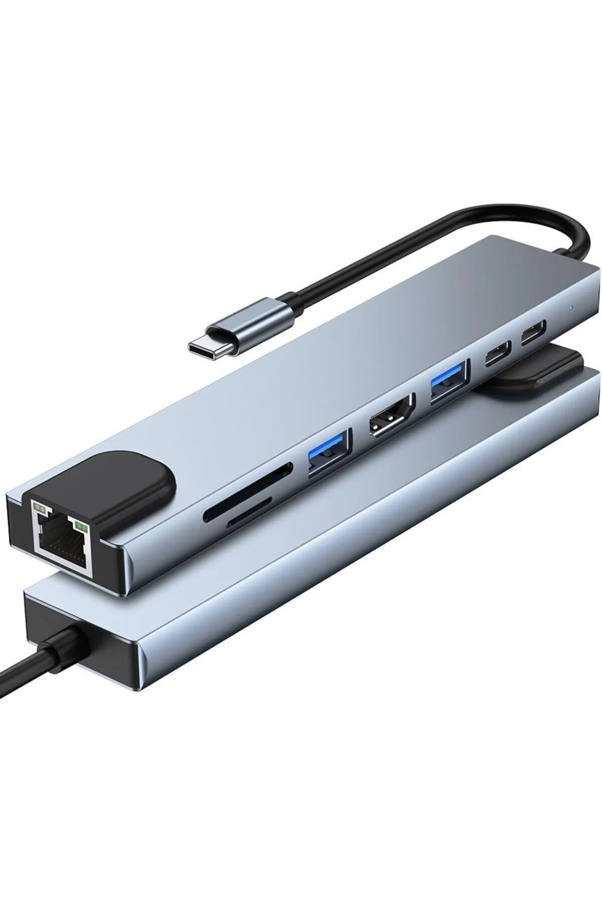 MacBook ve iPad Uyumlu 8-in-1 USB-C Çoklayıcı Hub – HDMI, USB, SD/TF, PD, Ethernet