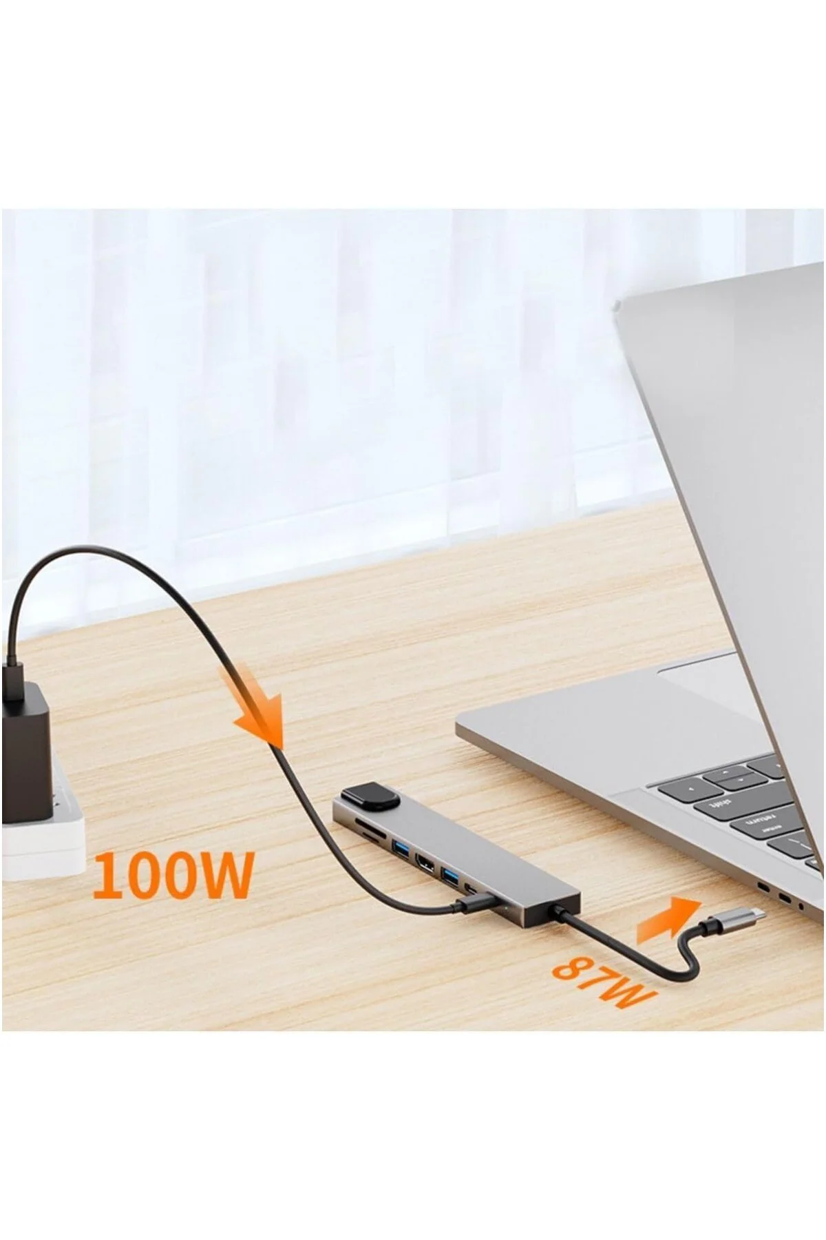 MacBook ve iPad Uyumlu 8-in-1 USB-C Çoklayıcı Hub – HDMI, USB, SD/TF, PD, Ethernet