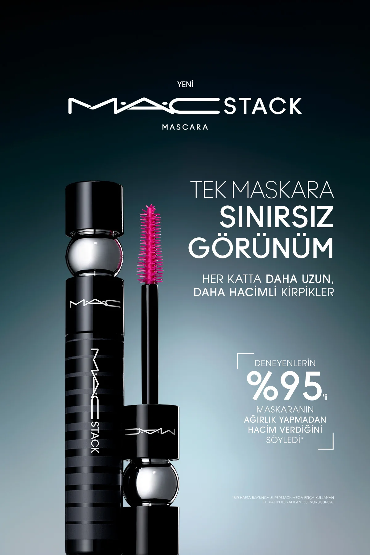 Macstack Siyah Maskara Mega Fırça 12ml - Kıvırma, Uzunluk ve Haci