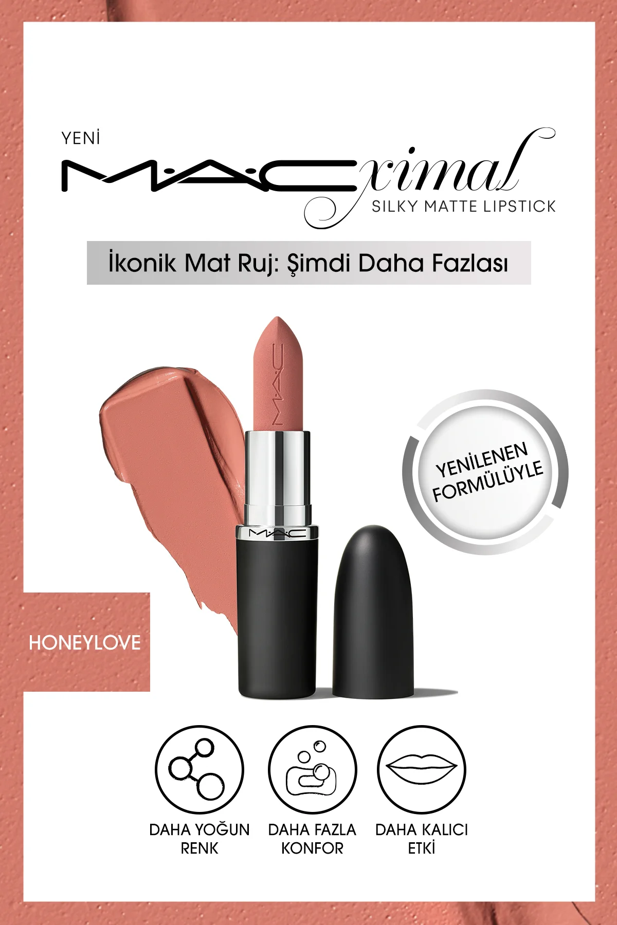 M·A·CXIMAL Silky Matte Lipstick (Honeylove) Nemlendirme Etkili Yo