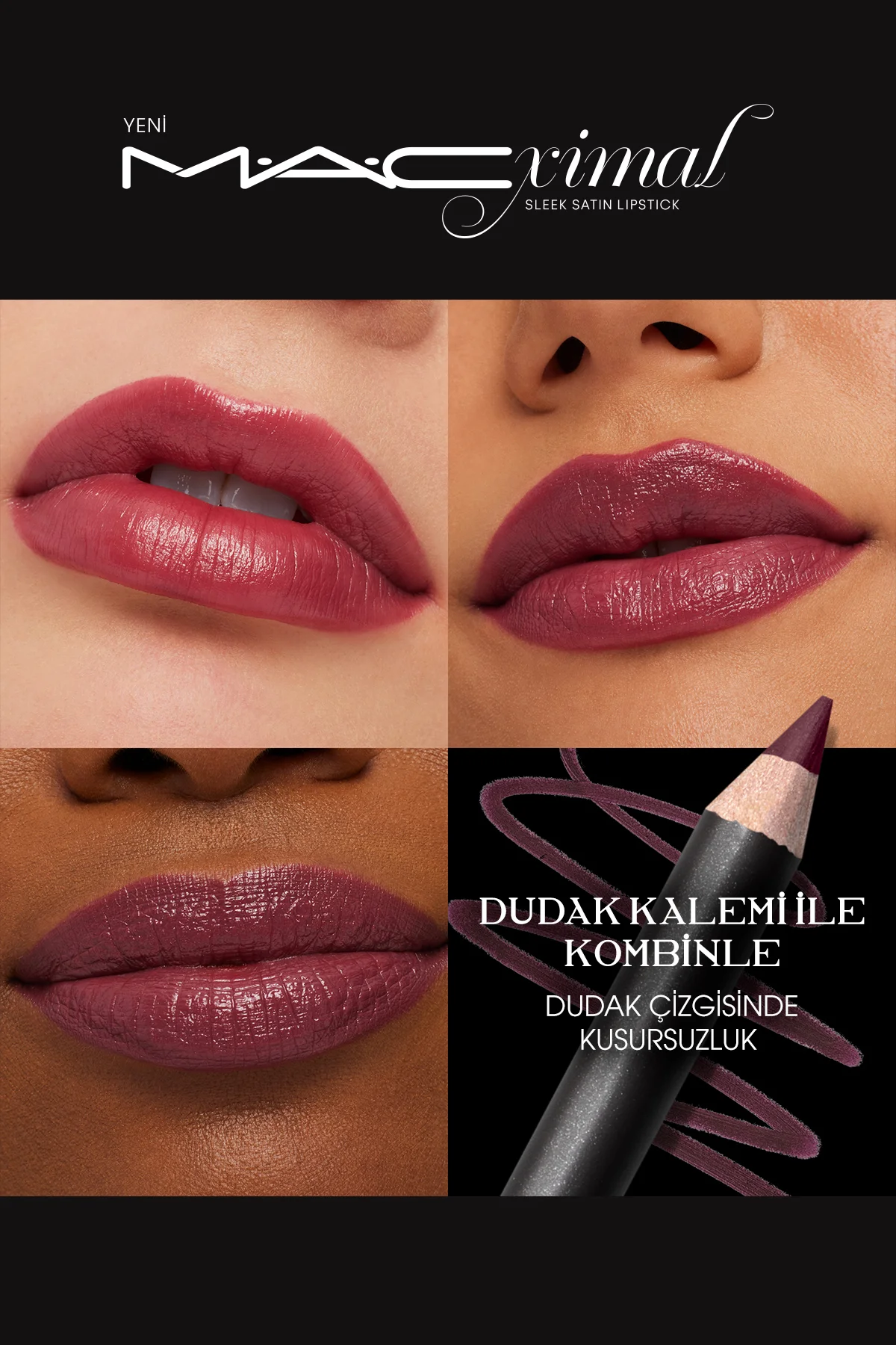 MACximal Sleek Satin Lipstick İkonik Saten Bitişli Ruj-DUBONNET 3
