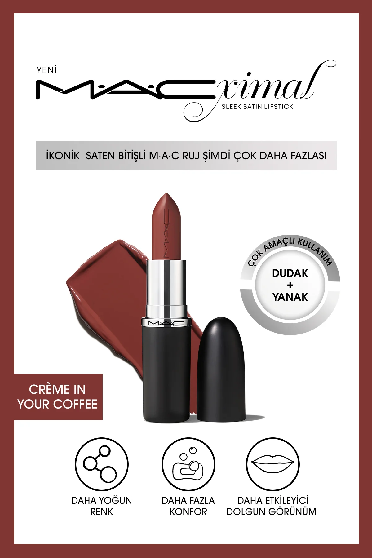 MACximal Sleek Satin Lipstick İkonik Saten Bitişli Ruj-CRÈME IN Y