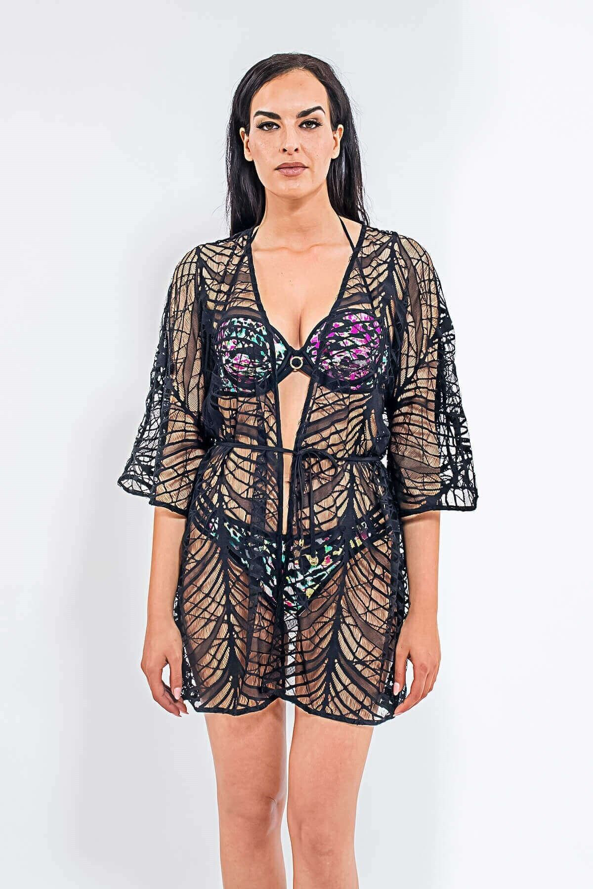 Med Madam Pareo Kimono Siyah