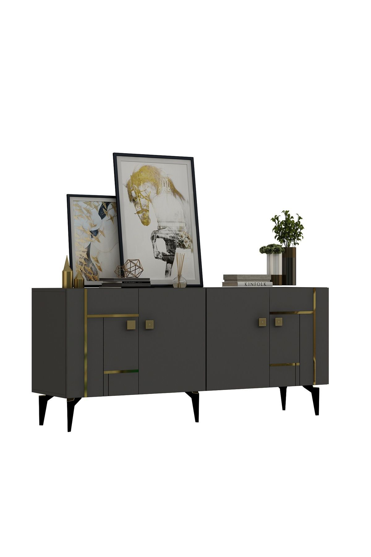 Cantek Dizayn Maddera Konsol Antrasit-Altin