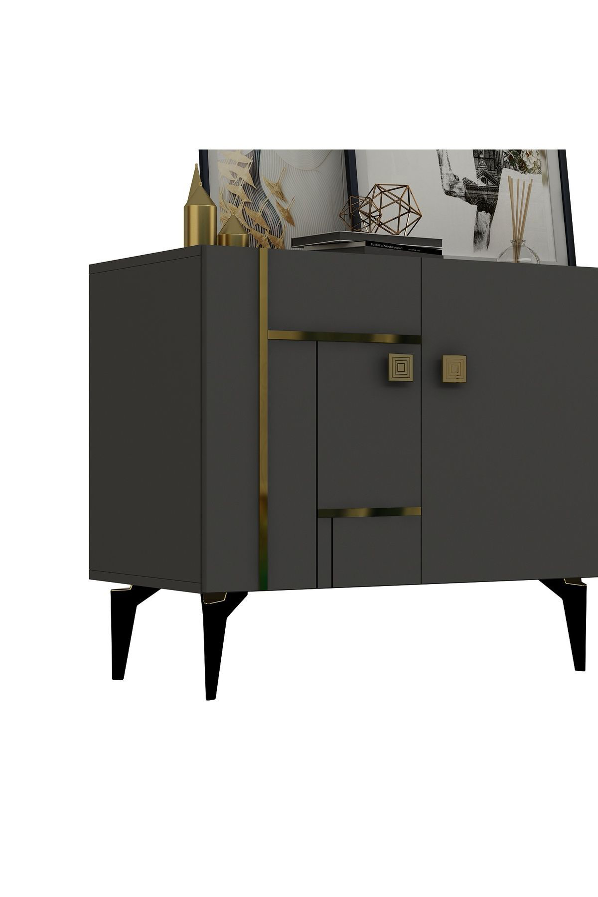 Cantek Dizayn Maddera Konsol Antrasit-Altin