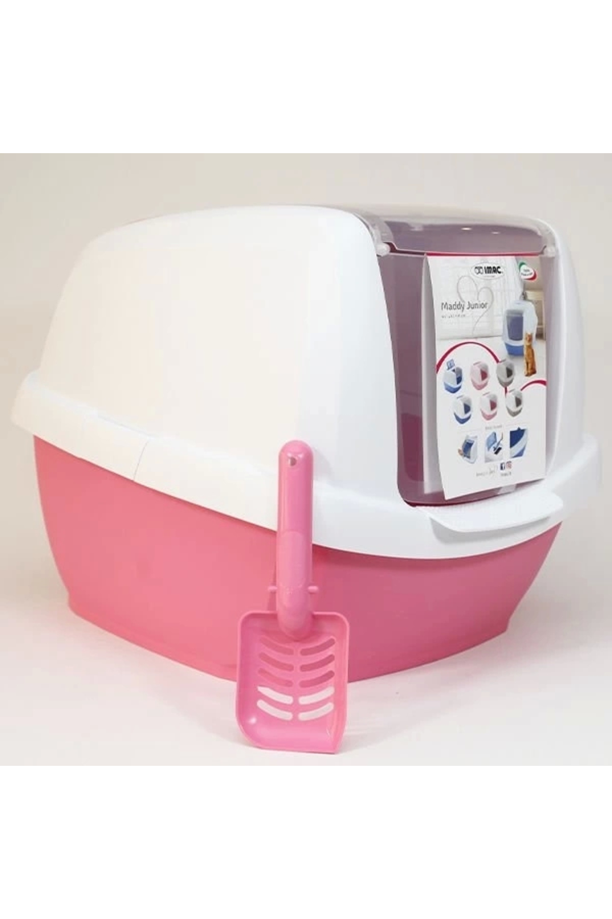 İmac Maddy Junior Üstü Açılır Kapalı Kedi Tuvaleti Pembe 57X43x41 Cm