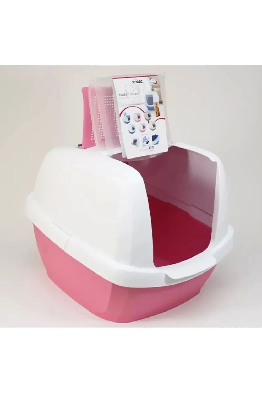 Maddy Junior Üstü Açılır Kapalı Kedi Tuvaleti Pembe 57x43x41 Cm