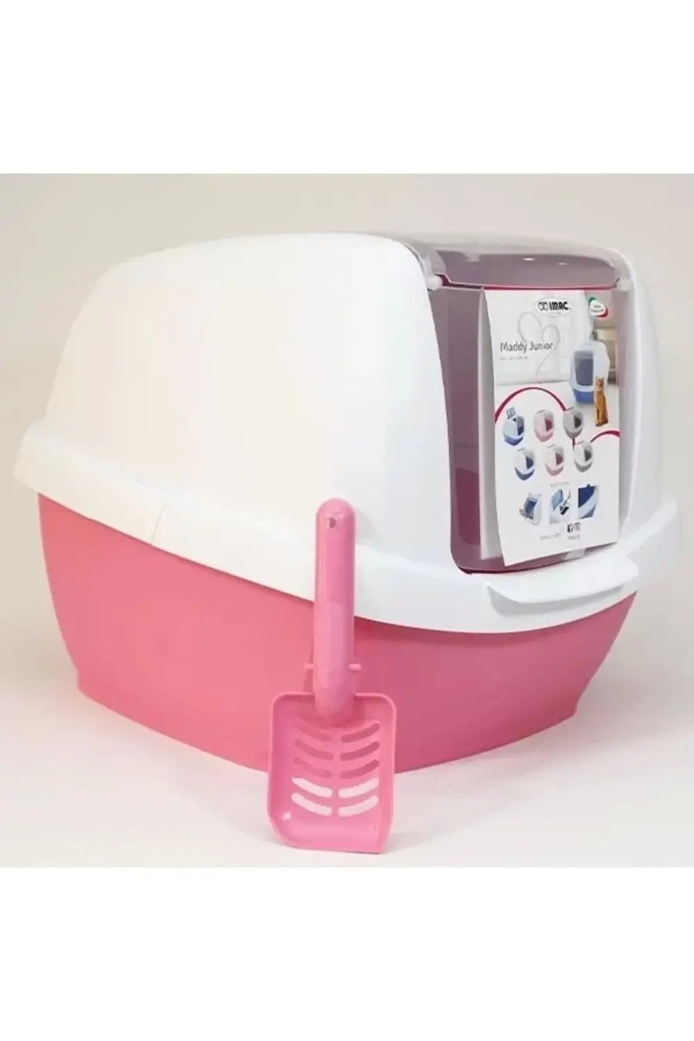 Maddy Junior Üstü Açılır Kapalı Kedi Tuvaleti Pembe 57x43x41 Cm