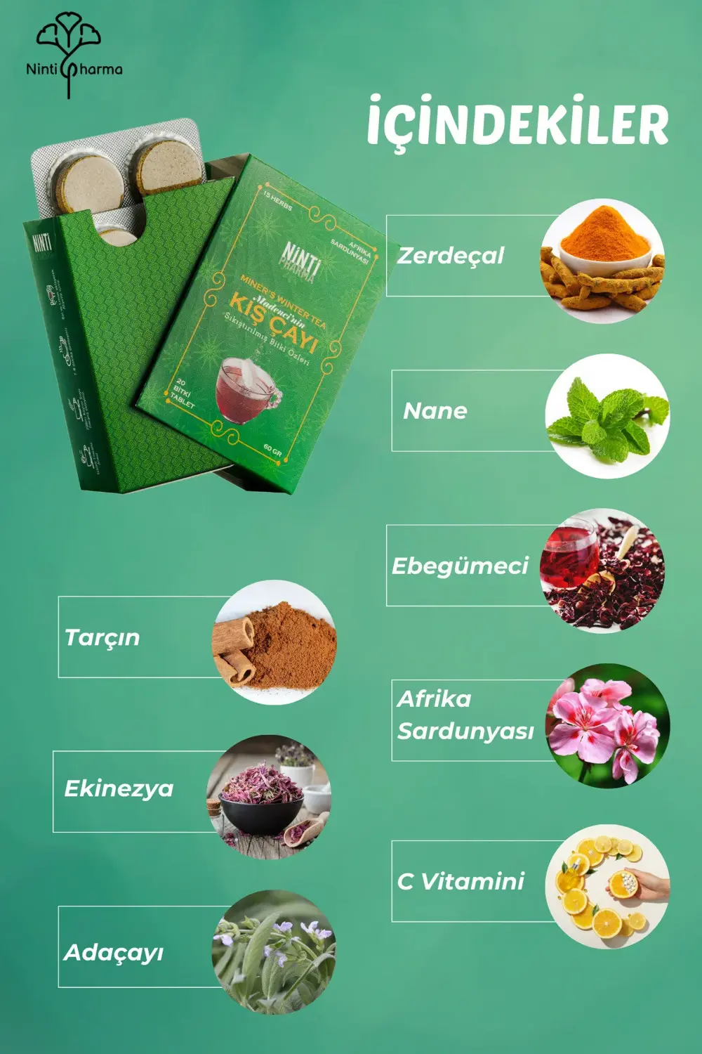 Nintipharma Madencinin Kış Çayı, Zengin İçerikli C Vitaminli Atom Kış Çayı 20