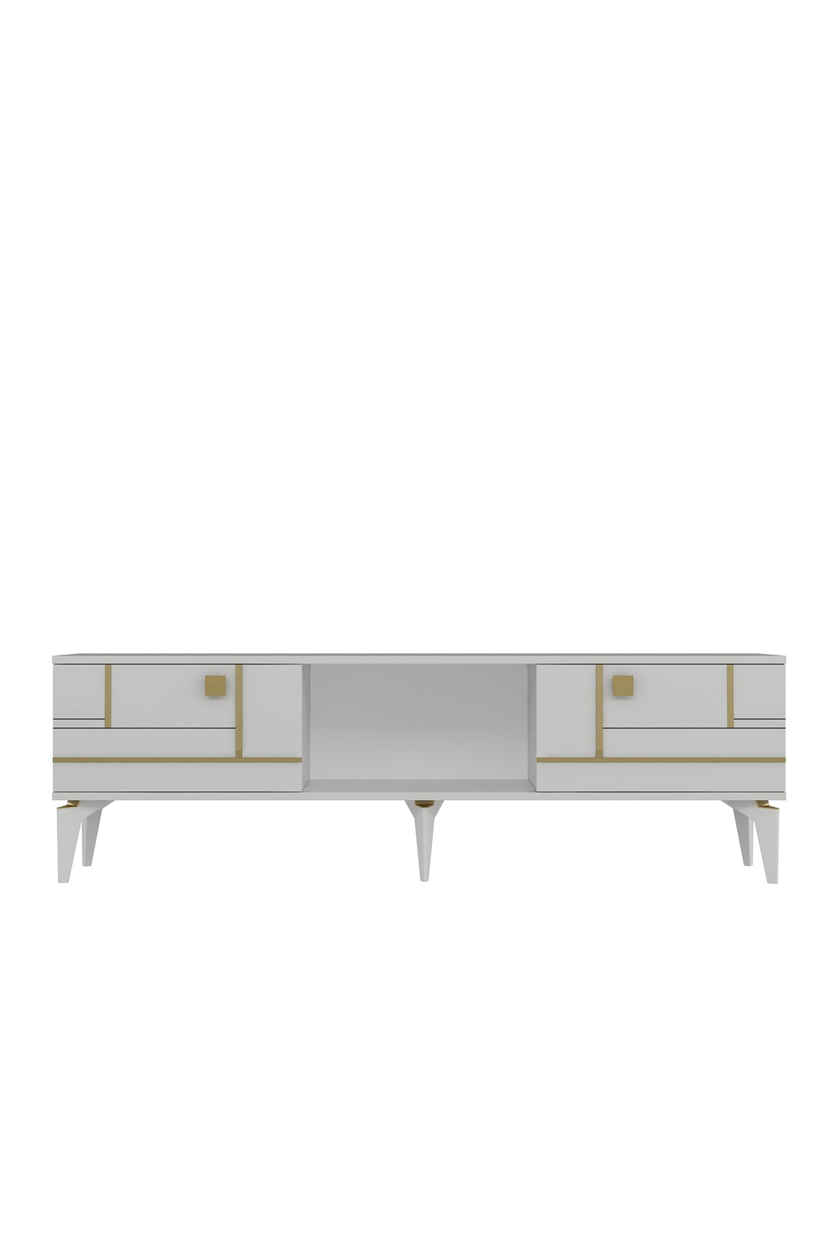 Cantek Dizayn Maderact Tv Sehpasi Beyaz-Altin