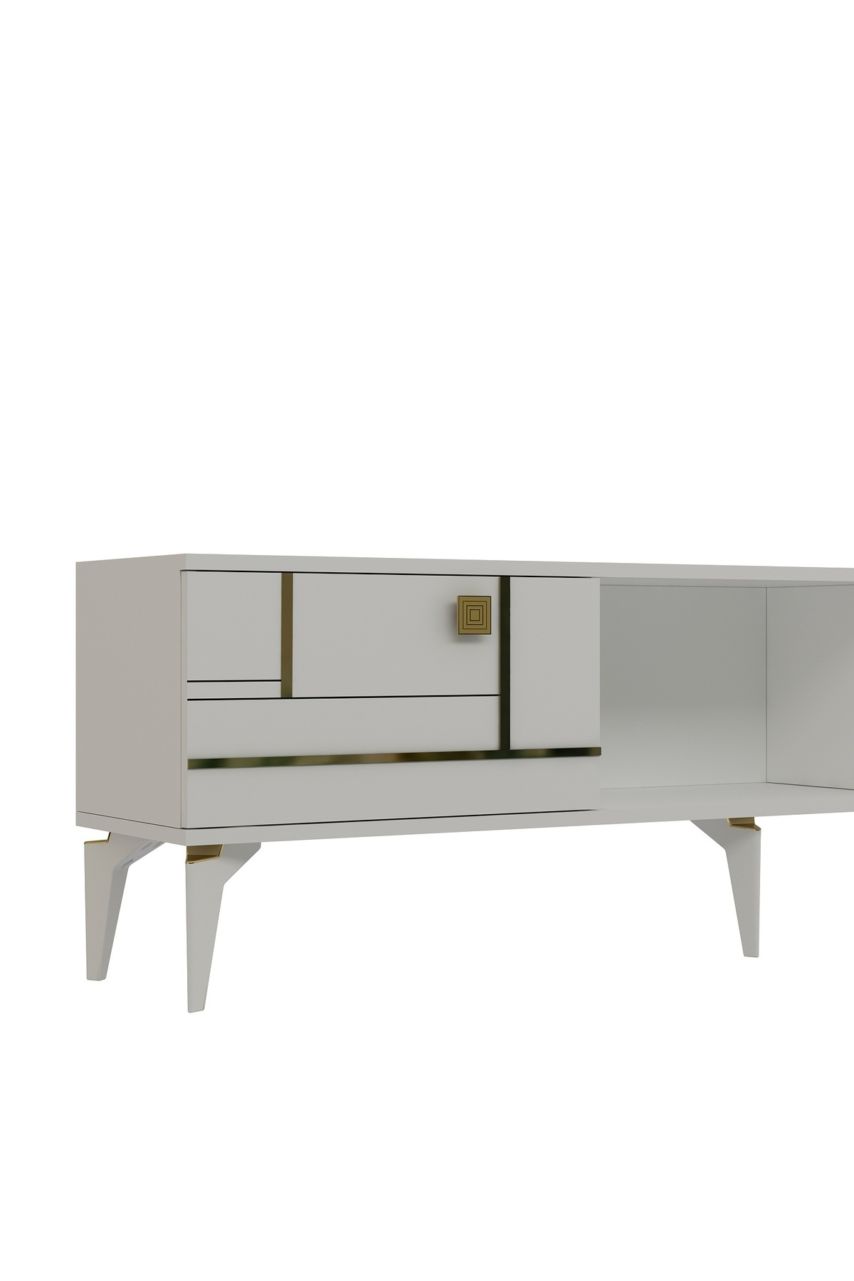 Cantek Dizayn Maderact Tv Sehpasi Beyaz-Altin