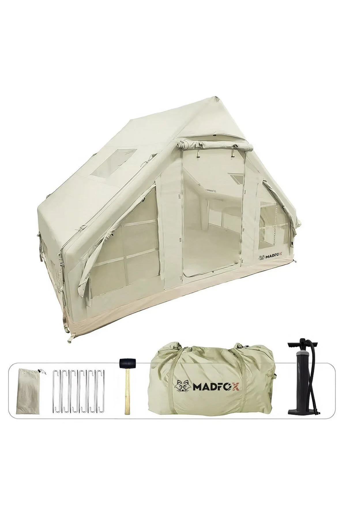 Madfox Bigless Glamping Cotton Inflatable Şişme Çadır [ Baca Çıkı