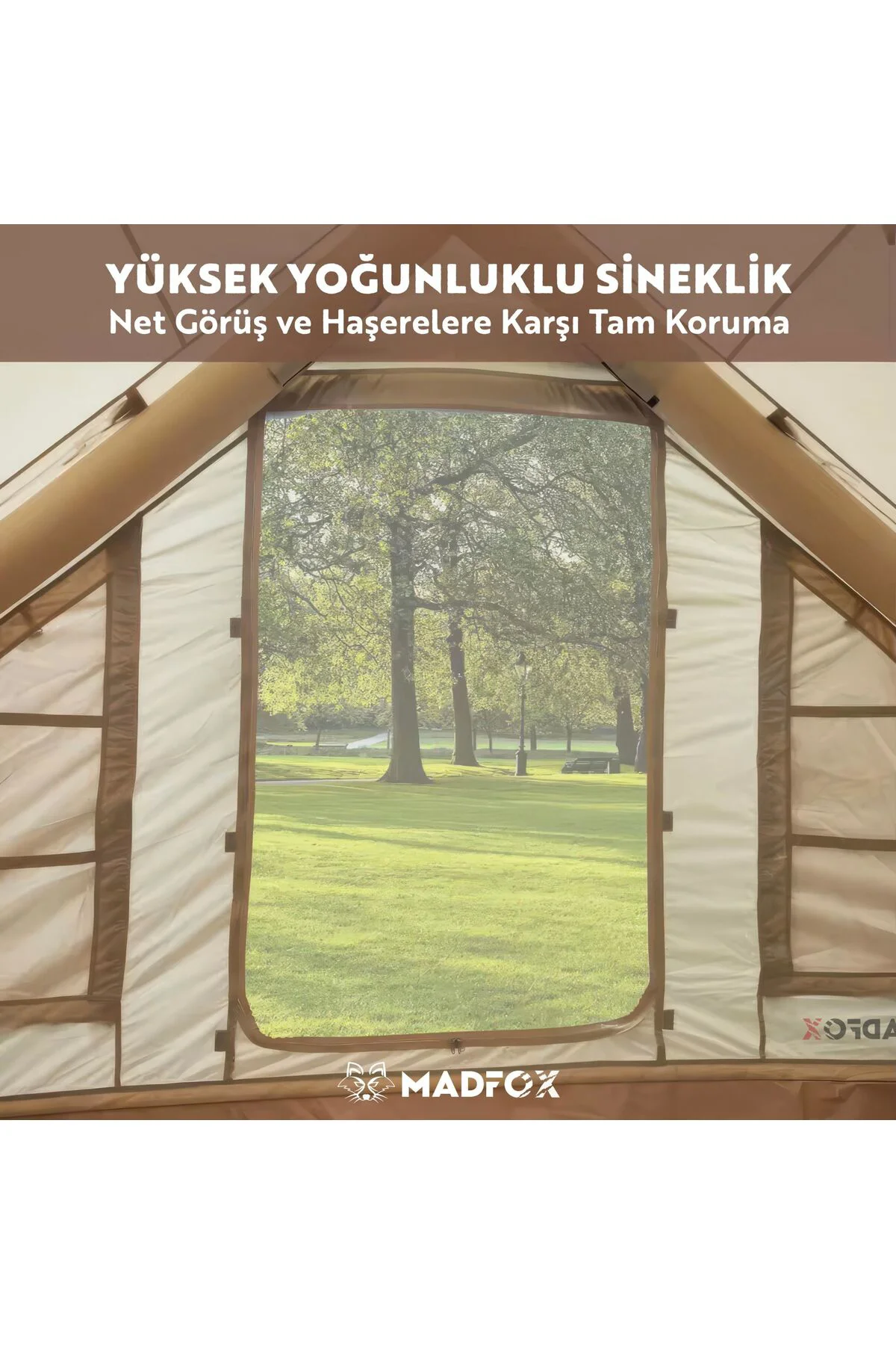 Madfox Bigless Glamping Cotton Inflatable Şişme Çadır [ Baca Çıkı