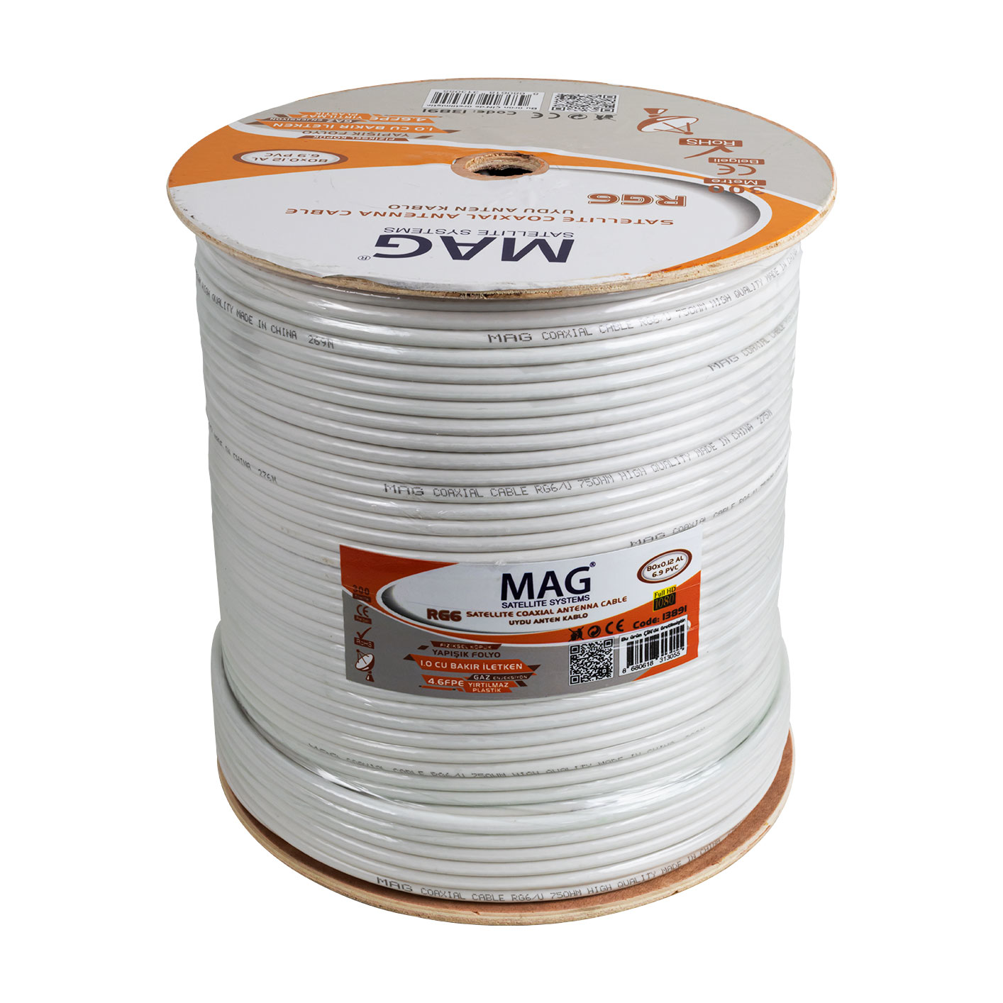 MAG AVANGART RG6/U4 BAKIR SAT1 80 TEL ANTEN KABLOSU (300 METRE) (