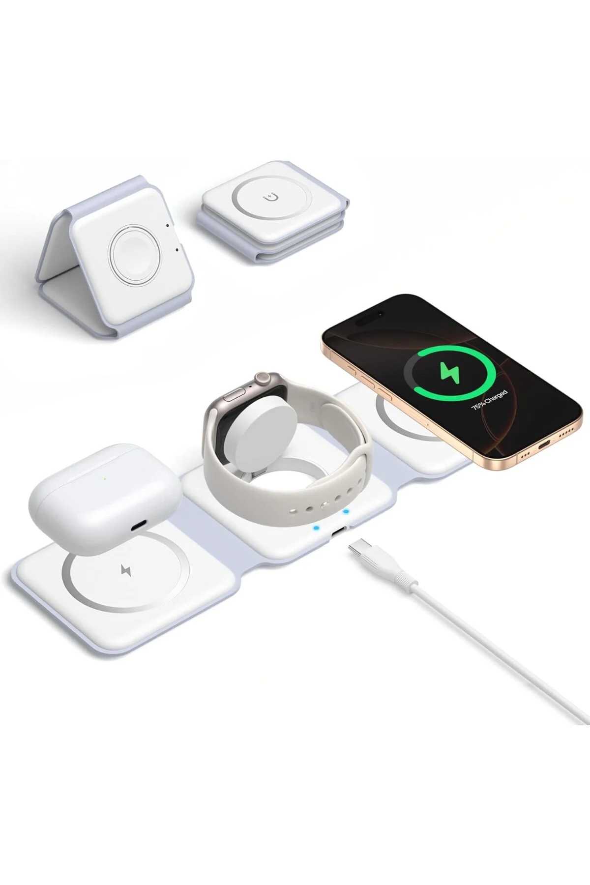 Mag-Safe şarj istasyonu, iPhone kablosuz şarj cihazı, 3'ü 1 arada