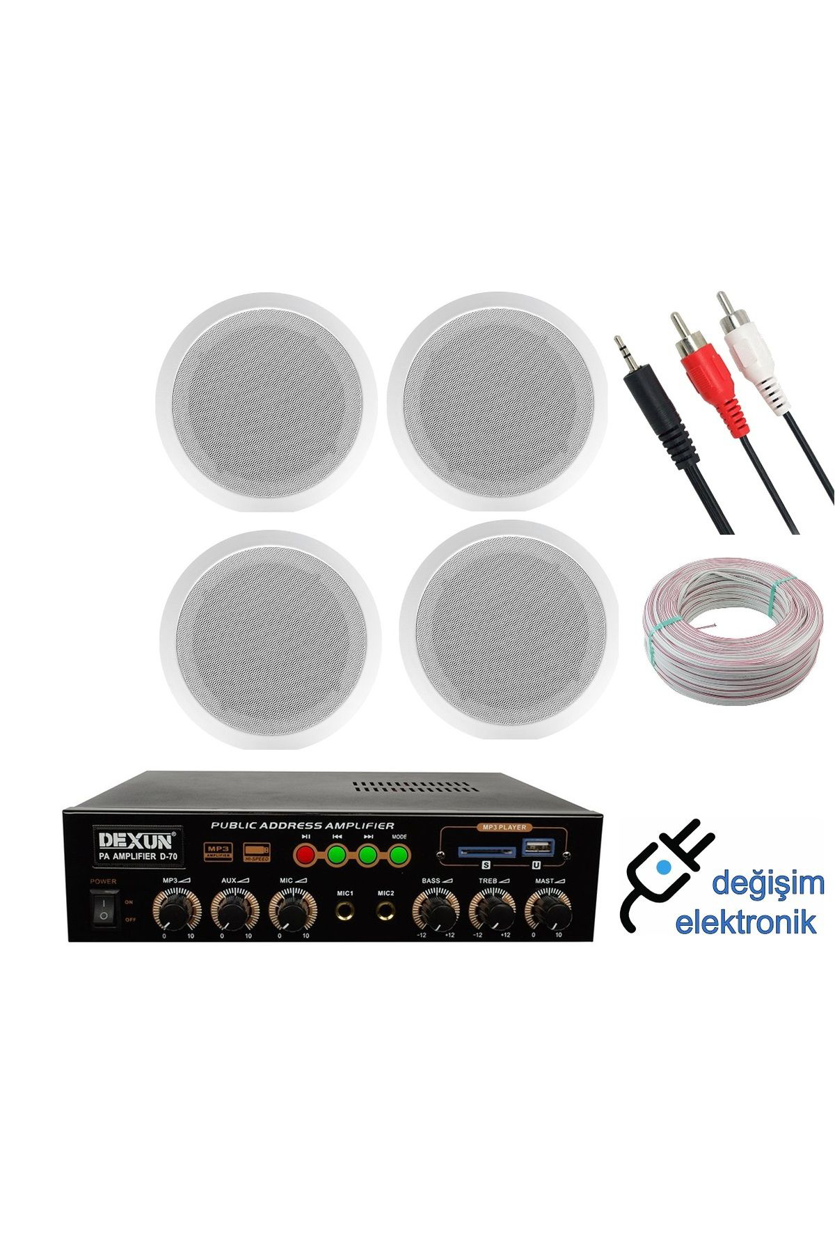Oem Mağaza Ses Sistemi Seti 4 Hoparlör Hat Trafolu Amfi