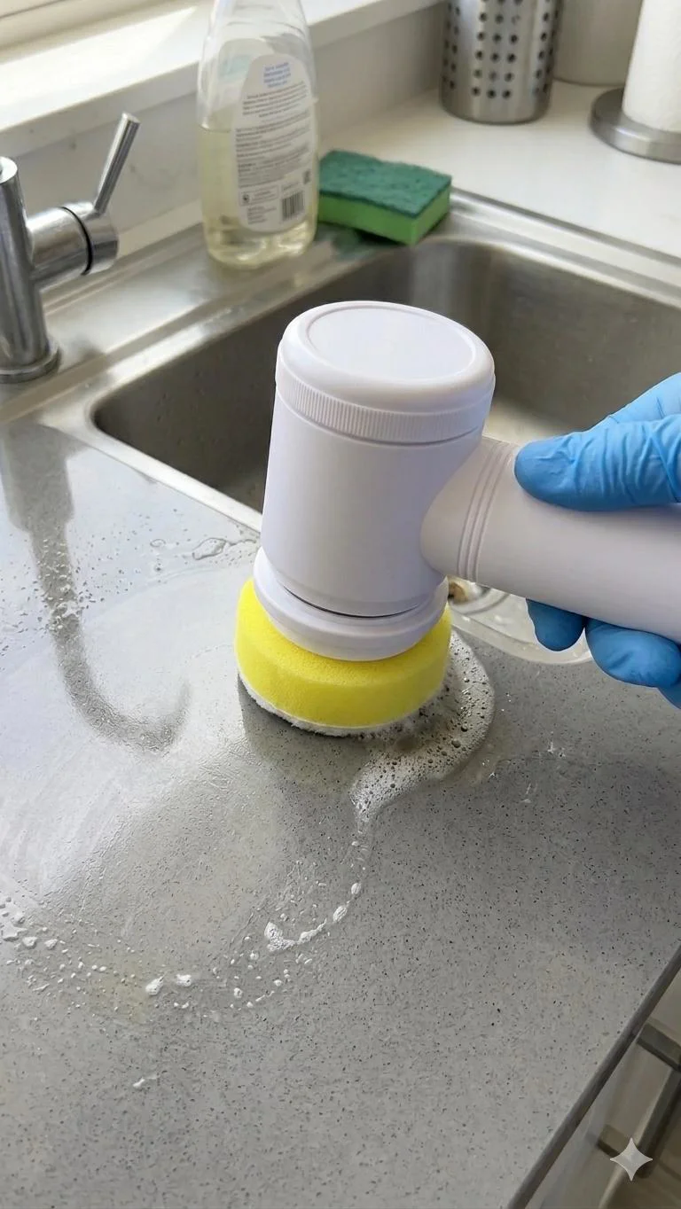 Magic Brush 5 in 1 Kablosuz Şarjlı Temizlik Fırçası | Çok Amaçlı Döner Başlıklı Elektrikli Banyo, Mutfak ve Fayans Temizleme Seti