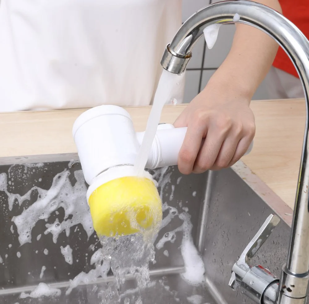 Magic Brush 5 in 1 Kablosuz Şarjlı Temizlik Fırçası | Çok Amaçlı Döner Başlıklı Elektrikli Banyo, Mutfak ve Fayans Temizleme Seti