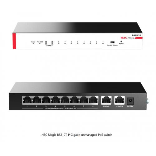 H3c Magic Bs210t-P, 10 Port, Gigabit, 8 Port Poe, 57W, +2 Port Gigabi