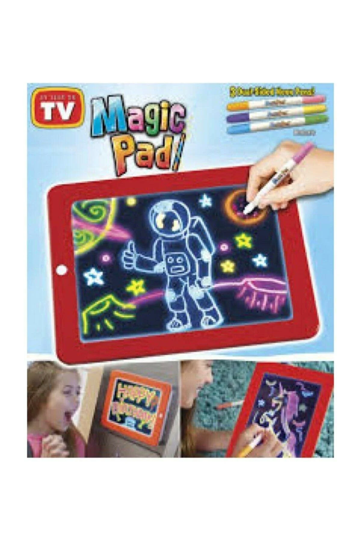Magic Pad Çuk Eğitici Sihirli Işıklı Kalemli Öğretici Pili Pad