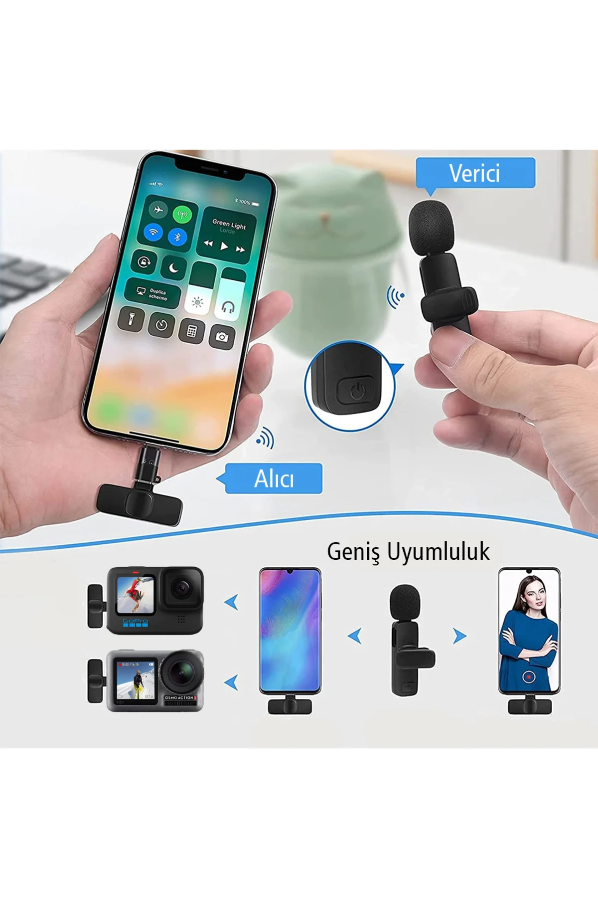 Magicvoice K8 Kablosuz Type-C Vlogger Yaka Mikrofonu (Android, Gopro, Osmo Action, İphone, İpad)