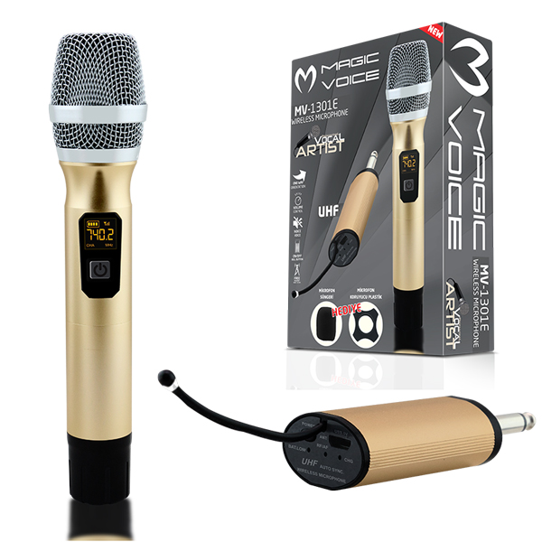 MAGICVOICE MV-1301E UHF EKRANLI 1 EL KABLOSUZ TELSİZ MİKROFON (47