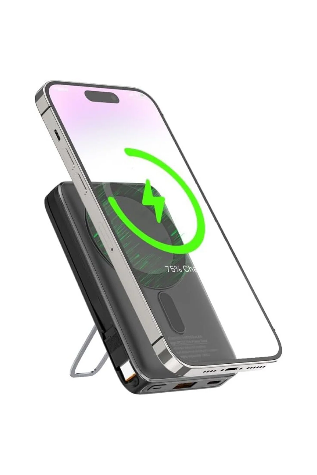 Magnetic Power Bank, 5000mAh Kablosuz Hızlı Şarj, LED Gösterge Ek