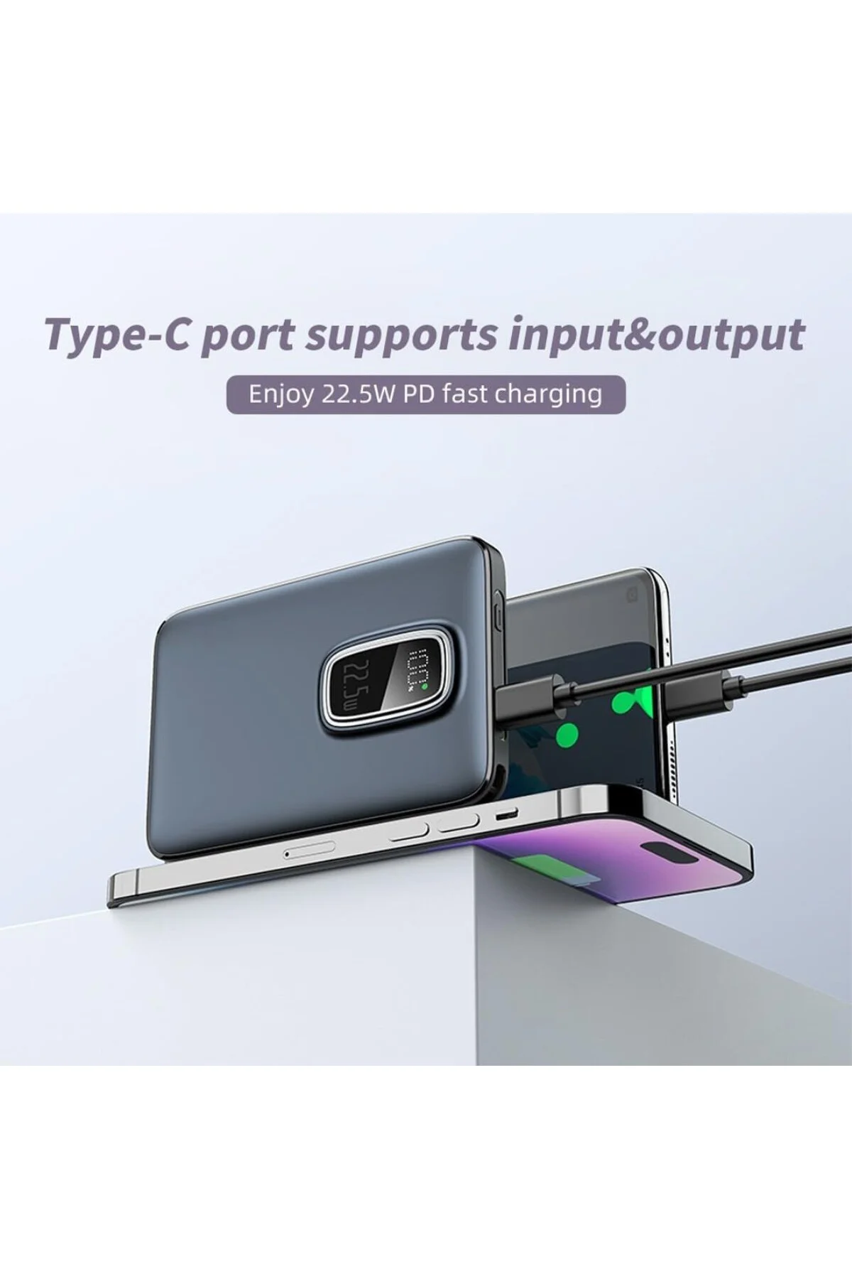 Magnetic PowerBank, 10000mAh Kablosuz Hızlı Şarj MagSafe Uyumlu L