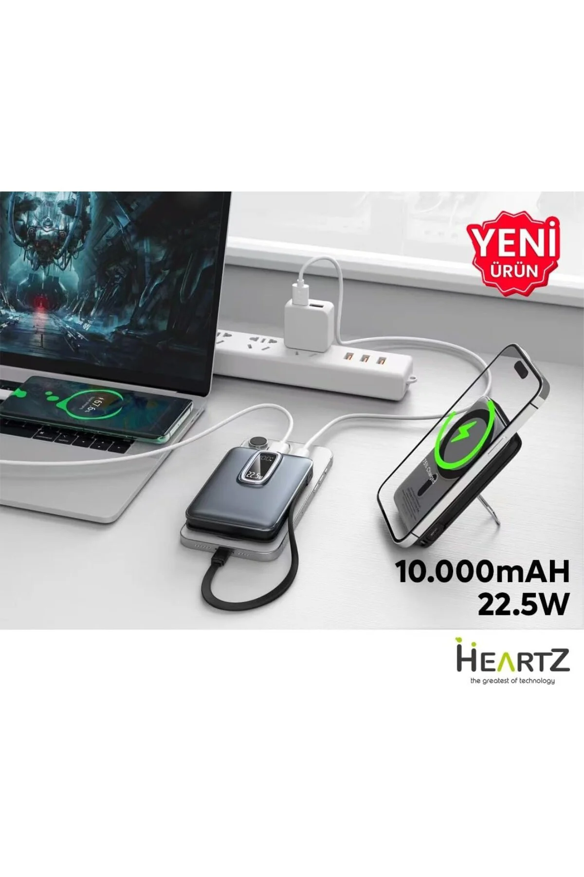Magnetic PowerBank, 10000mAh Kablosuz Hızlı Şarj MagSafe Uyumlu L
