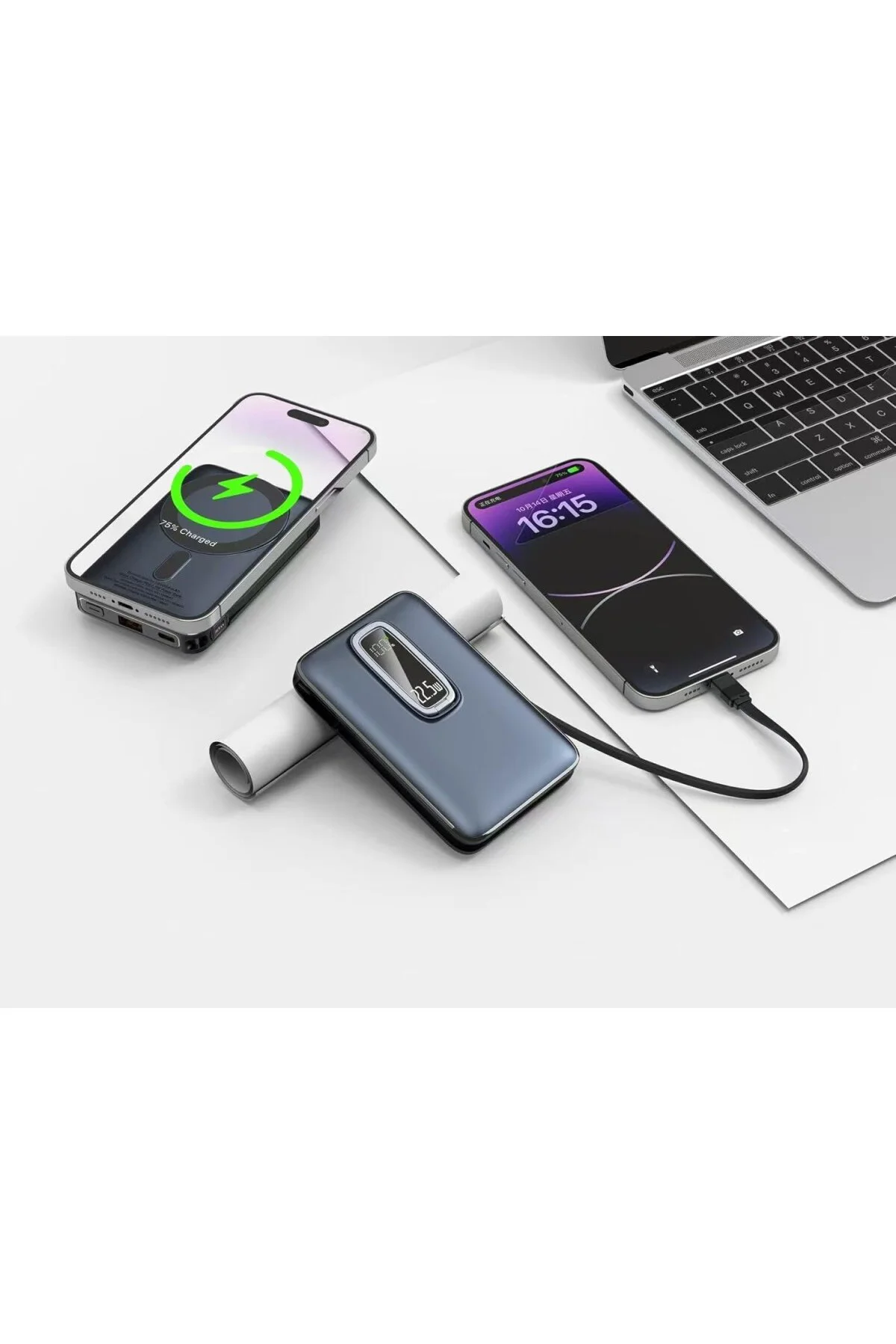 Magnetic PowerBank, 10000mAh Kablosuz Hızlı Şarj MagSafe Uyumlu L
