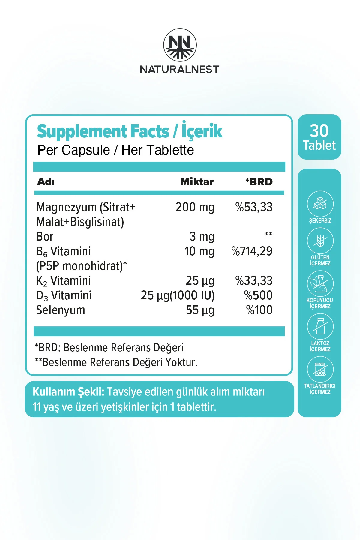 Magnezyum 200 Mg 30 Tablet
