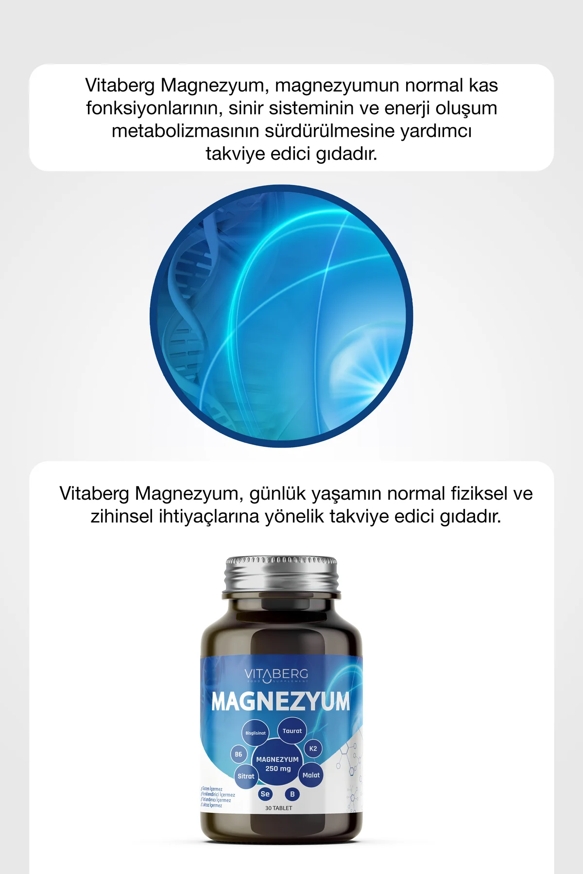 Magnezyum | Bisglisinat, Taurat, Sitrat, Malat + K2, B6, Bor, Sel