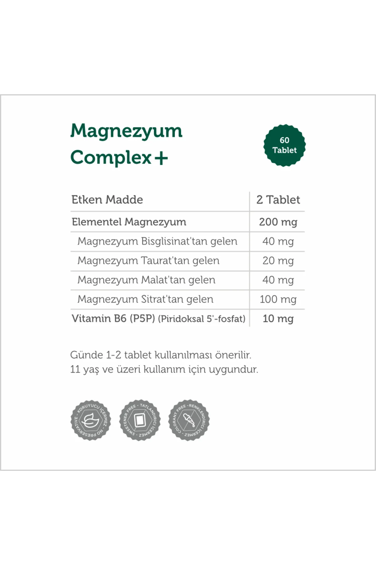 Magnezyum Complex 60 Tablet - 2 Adet Magnezyum Complex 60 Tablet - 2 Adet