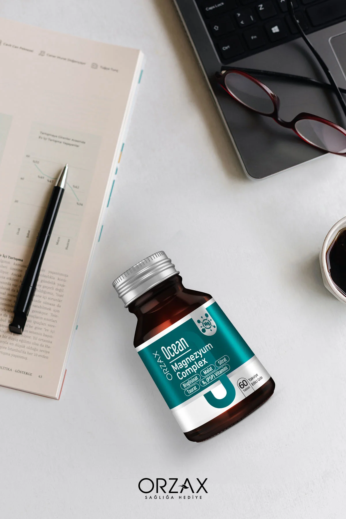 Magnezyum Complex — Bisglisinat - Malat - Sitrat - Taurat & B6 (P5P) Vitamini 60 Tablet