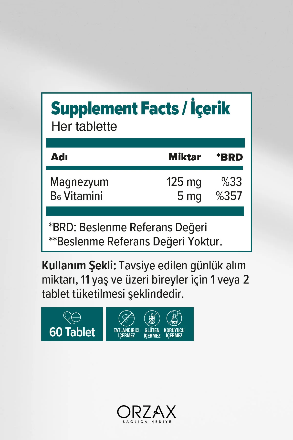Magnezyum Complex — Bisglisinat - Malat - Sitrat - Taurat & B6 (P5P) Vitamini 60 Tablet