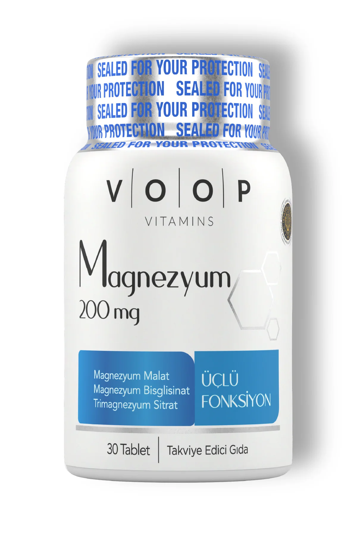 Magnezyum Malat, Sitrat Ve Bisglisinat - 200 Mg | 30 Tablet