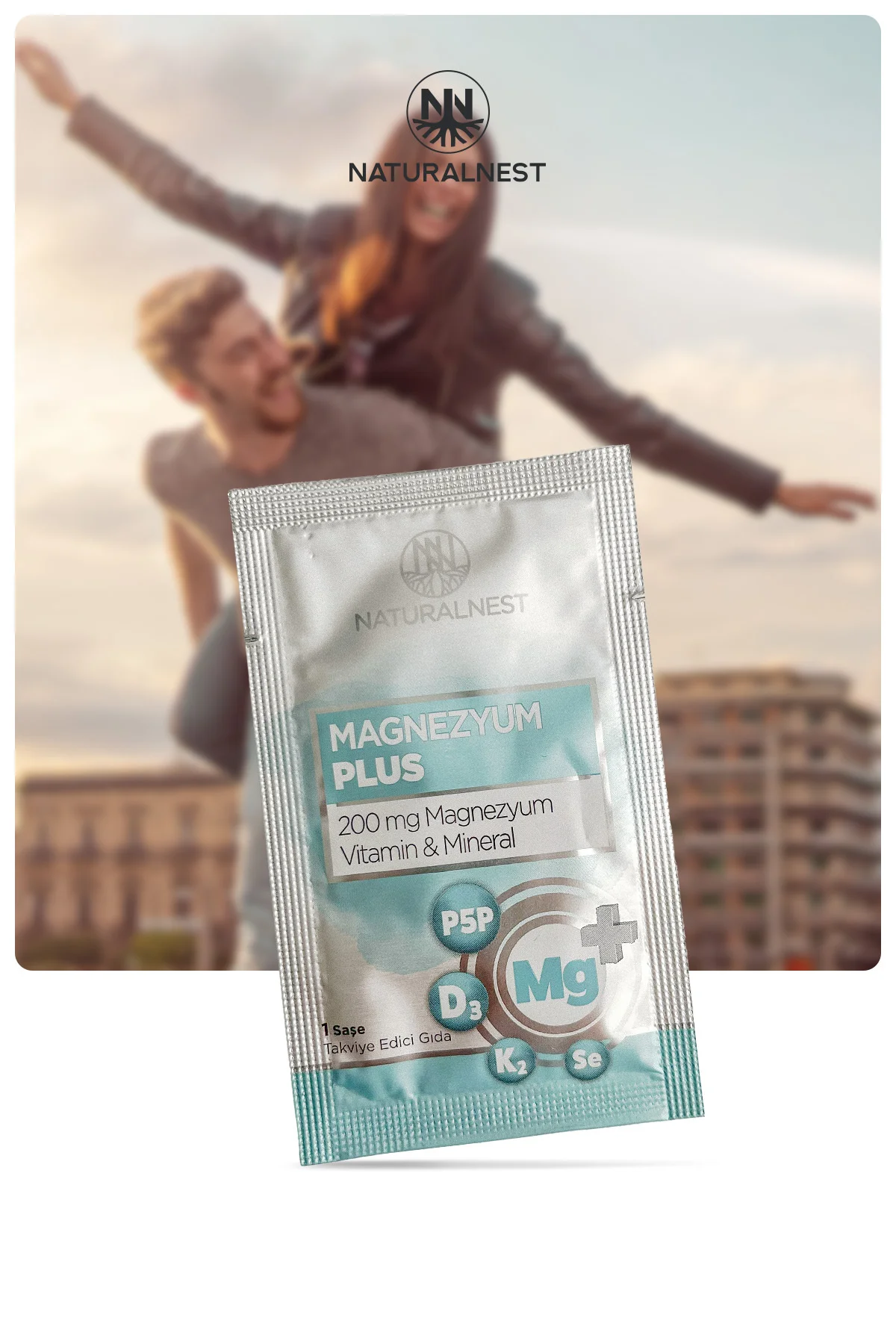 Magnezyum Plus 200 mg 30 Saşe- Sitrat, D3 K2, Bor, Selenyum