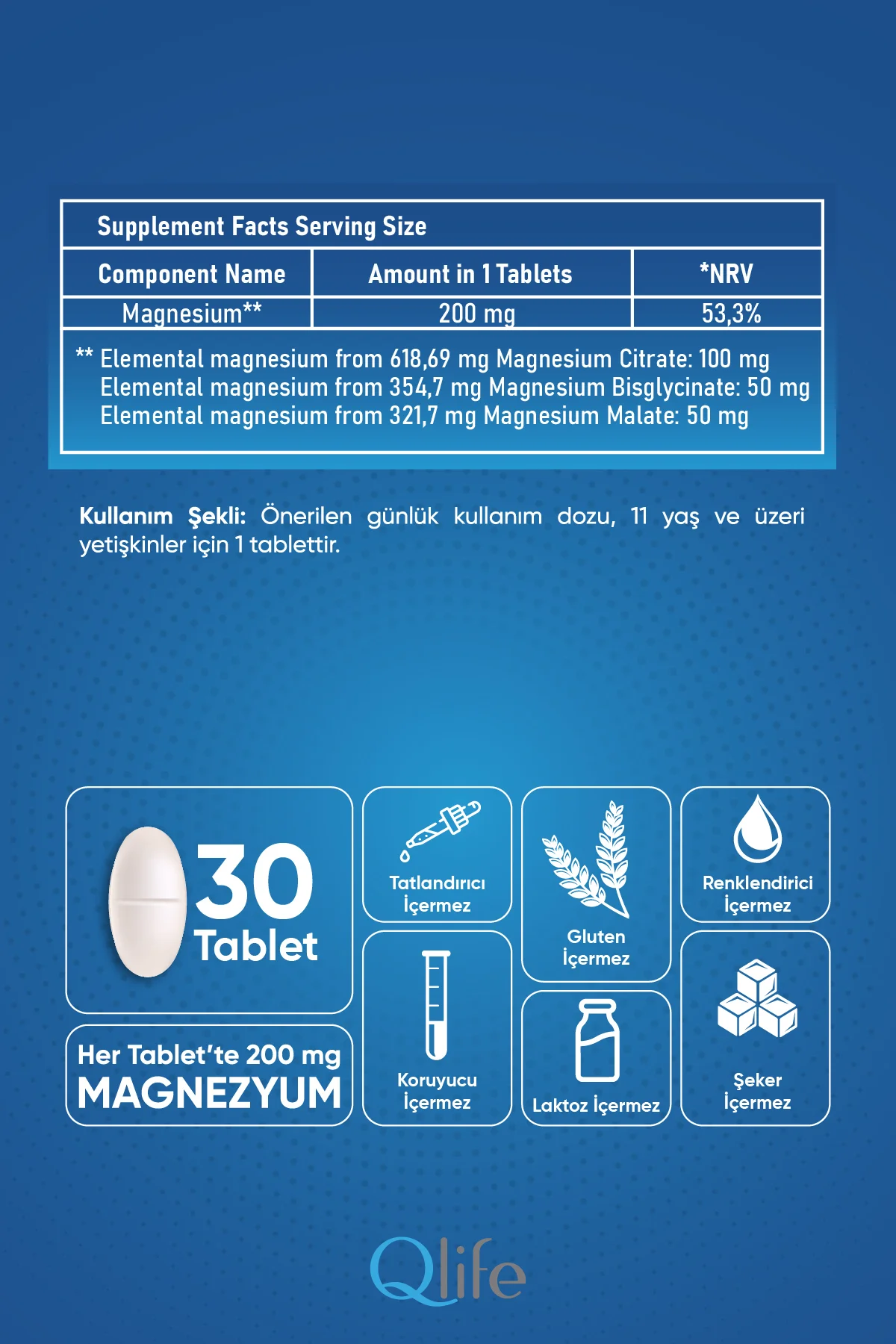 Magnezyum Triple Function Sitrat ve Malat ve Bisglisinat 30 Tablet
