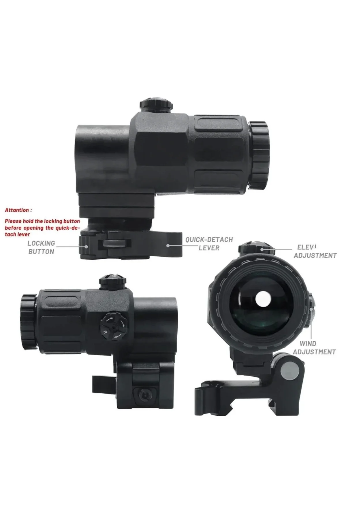 Magnifier 5x Yakınlaştırmalı Dürbün - 22mm Ray Uyumlu, Katlanır Y