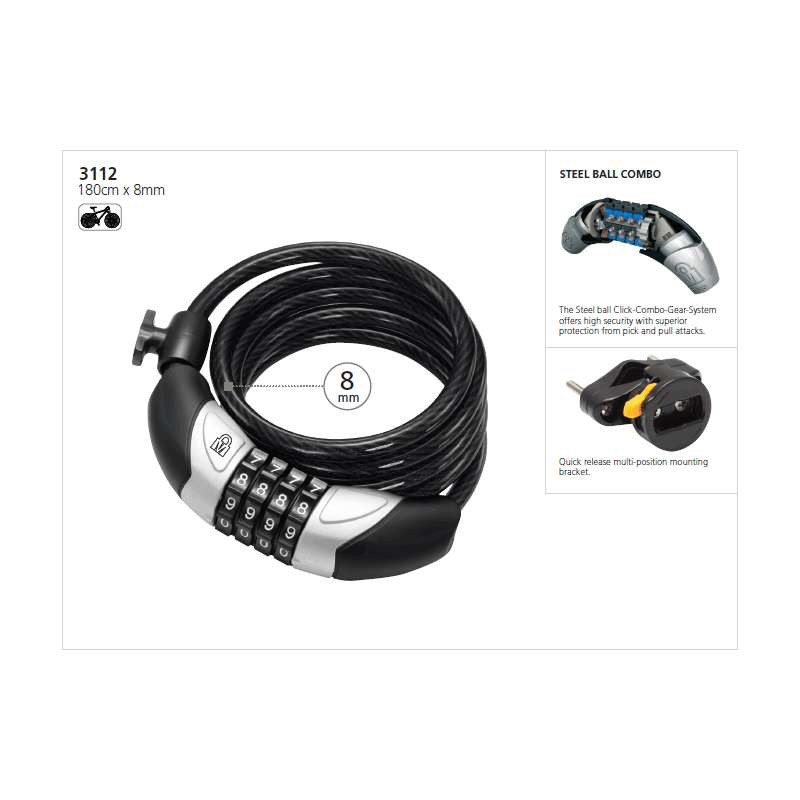 Magnum 3112 180CMX8MM Kablo Kilit Şifreli