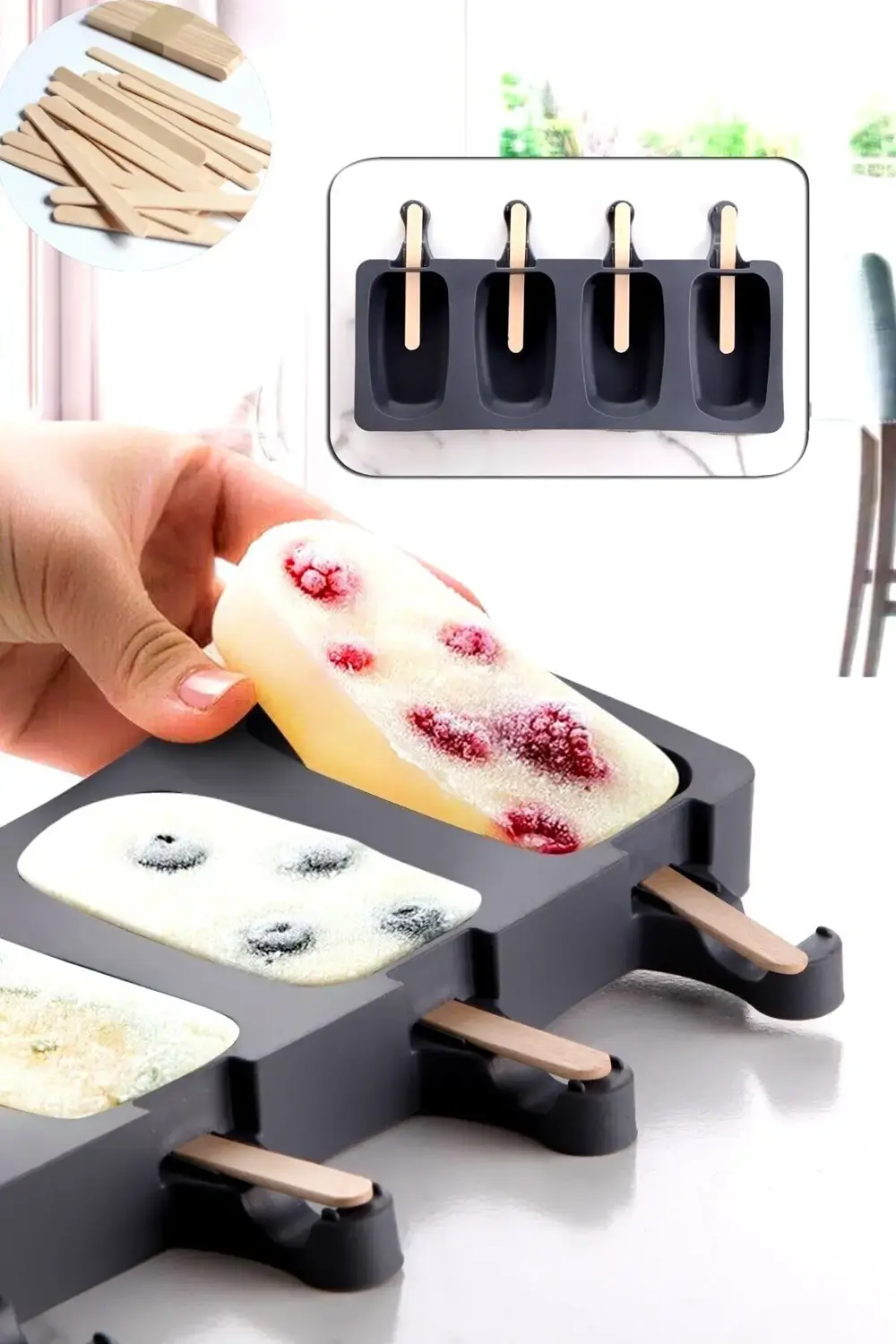 Magnum Dondurma Kalıbı - 4'lü Büyük Boy Pratik Magnum Silikon Don