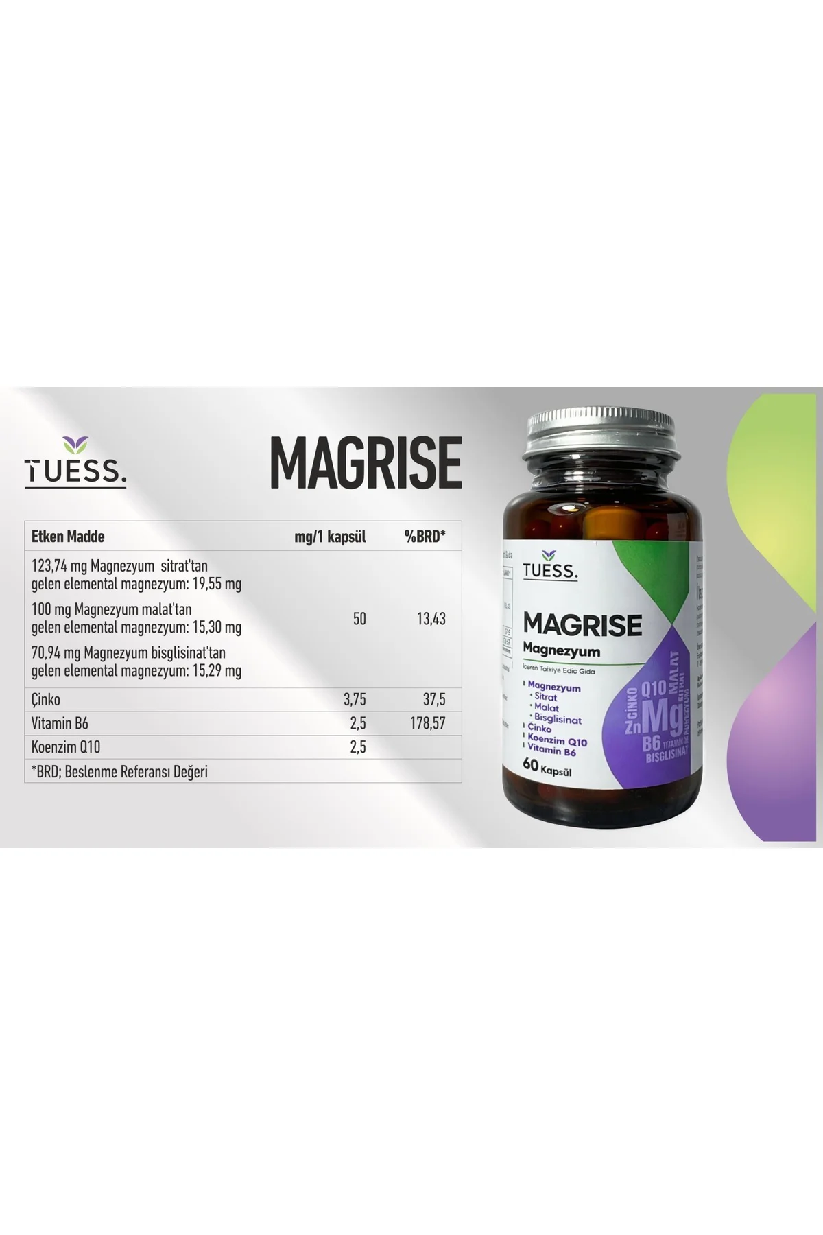 MagRise, Magnezyum Kompleks , 60 kapsül ( Koenzim Q10, Çinko, Vit