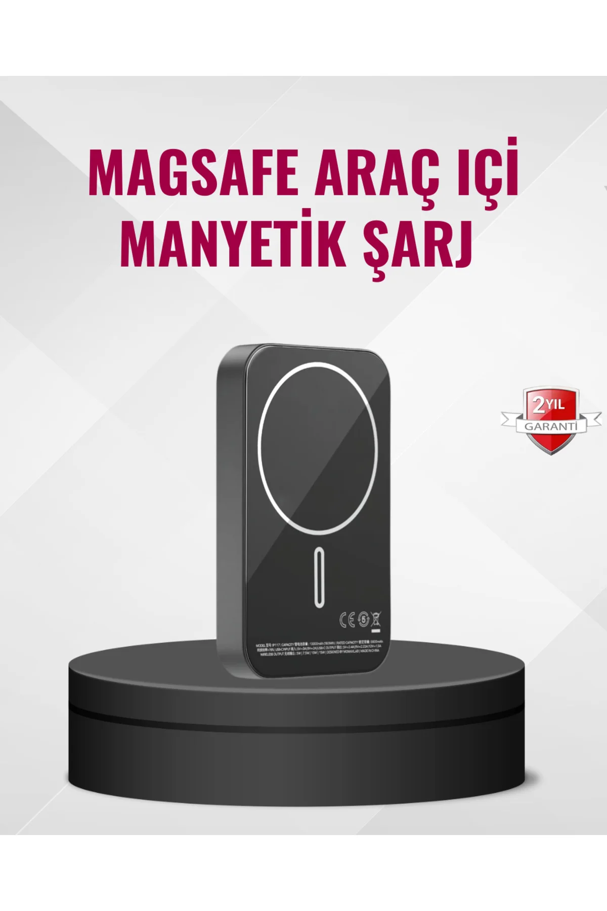 Magsafe Araç Telefon Tutucu 15W Hızlı Şarj Type-C Girişli Magsafe Araç Telefon Tutucu 15W Hızlı Şarj Type-C Girişli