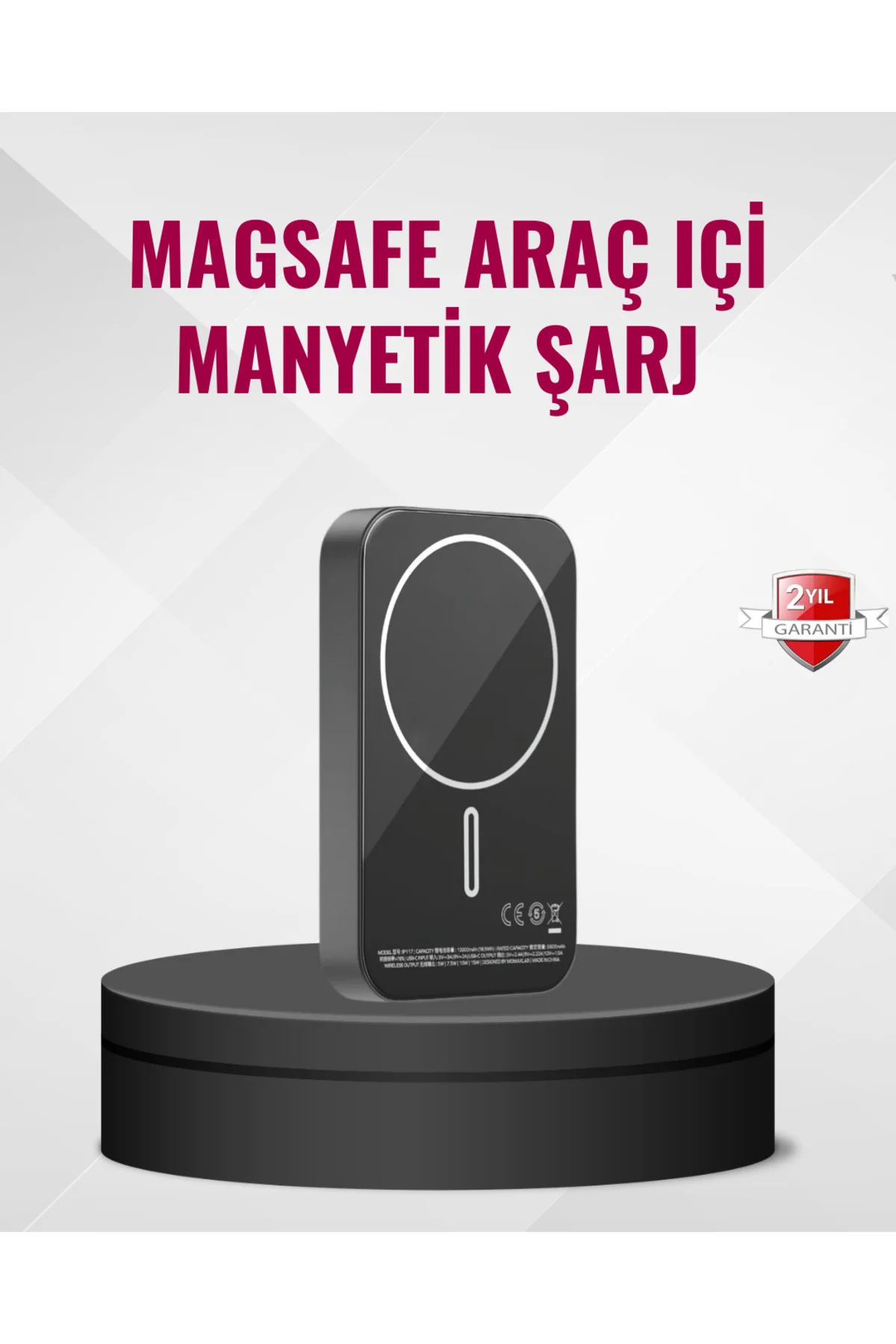 MagSafe Araç Telefon Tutucu 15W Hızlı Şarj Type-C Girişli
