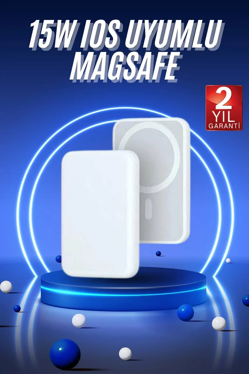 MagSafe Kablosuz Şarj Powerbank 5000 mAh Taşınabilir Akıllı Şarj Cihazı