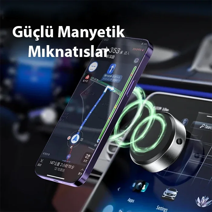 Magsafe Manyetik Araç İçi Telefon Tutucu - 360° Dönebilen Güçlü Mıknatıslı Kamera Koruyucu