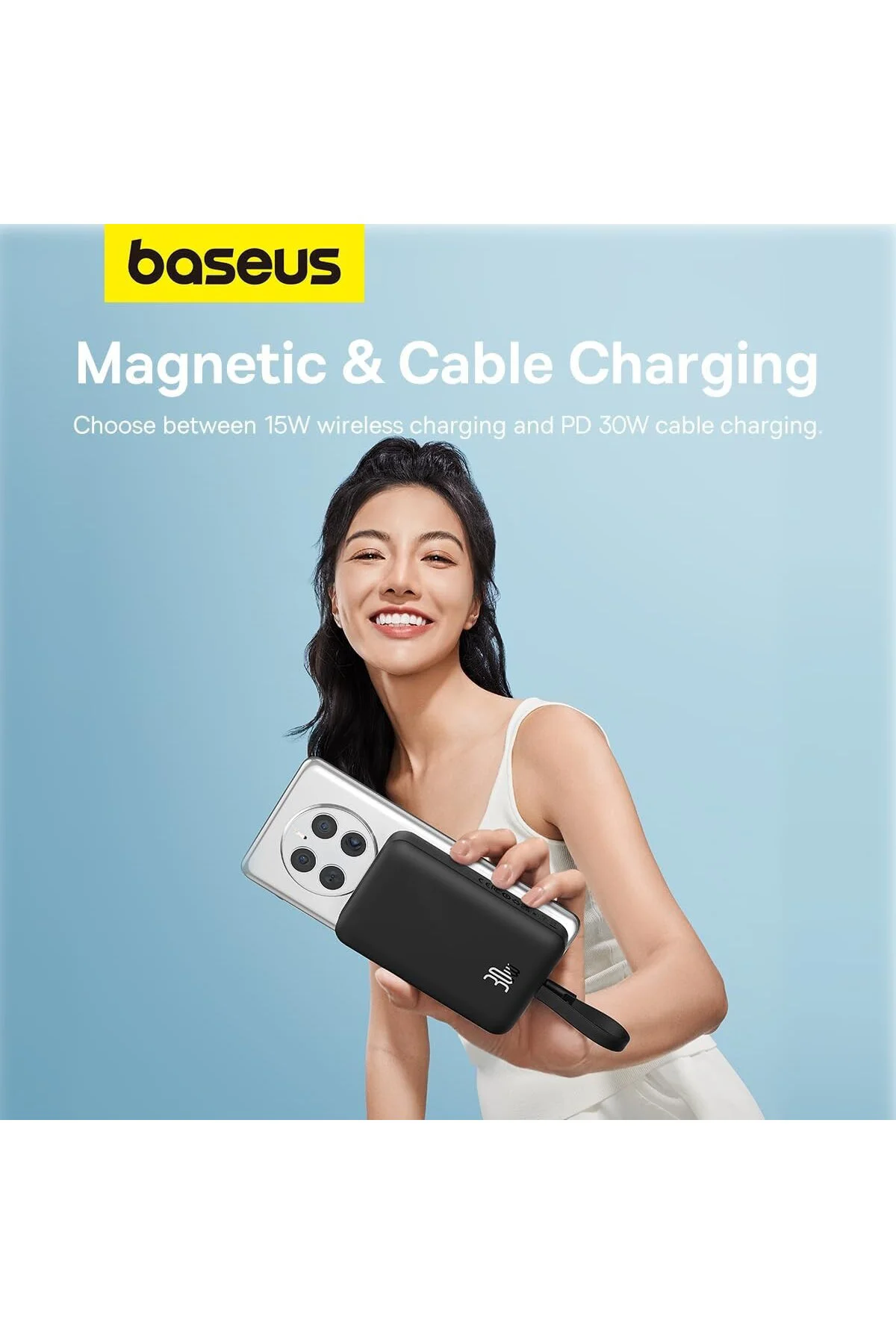 Magsafe Mini Type-C Kablolu Wireless Powerbank 10.000 mAh 30W-Siy