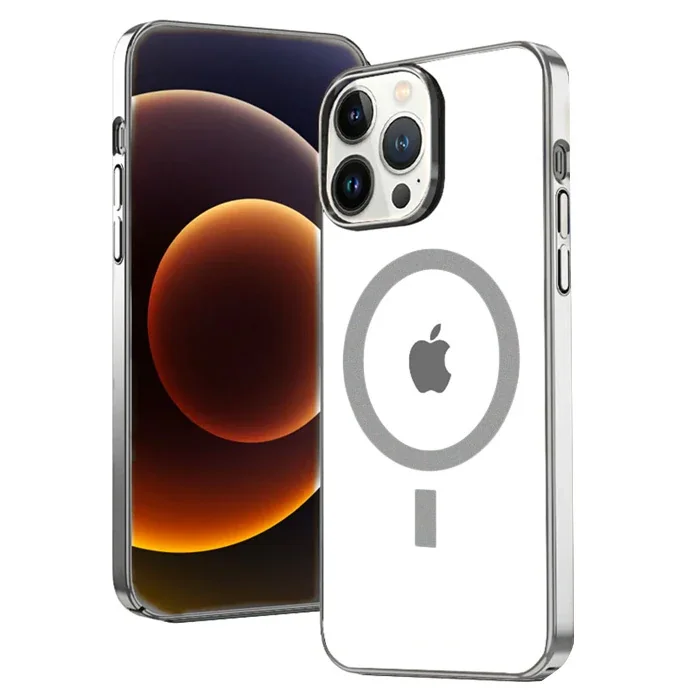 Magsafe Uyumlu iPhone 13 Pro Max 6.7" Renkli Kenar Silikon Kılıf – Sarılmaya ve Sararmaya Karşı Dayanıklı